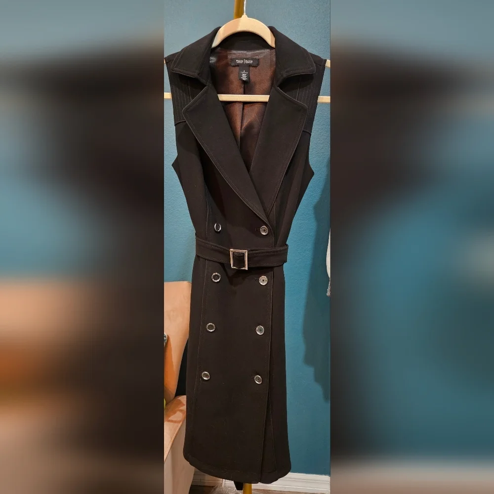 White House Black Market Black Double-Breasted Mini Dress - Picture 4 of 5